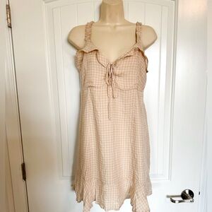 American Eagle Tan & White Plaid mini dress Size Medium